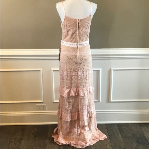 Speechless Pink Lace With Beaded Belt Dress Gown Size 3 - Picture 4 of 9